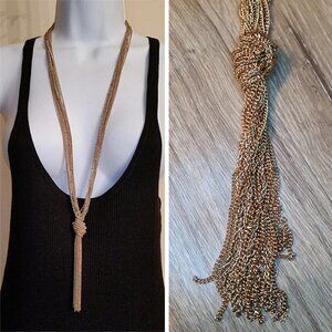 lydell nyc long chain tassel necklace gold tone